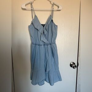 Express Sky Blue V-Neck Dress